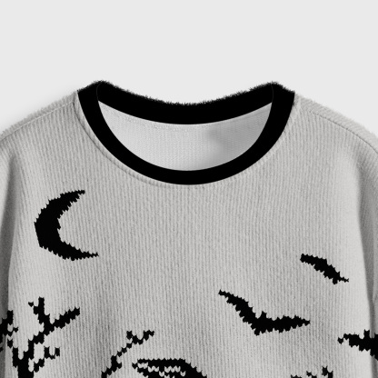 Purplehecate Ravens Over the Spooky Graveyard Crop Fuzzy Ugly Sweatshirt