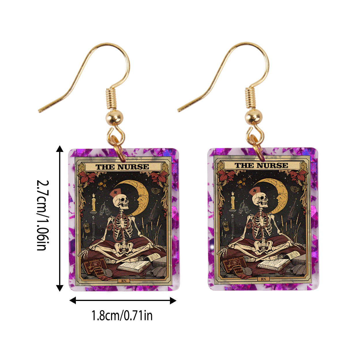Purplehecate The Nurse Tarot Card Purple fragments Acrylic Earrings