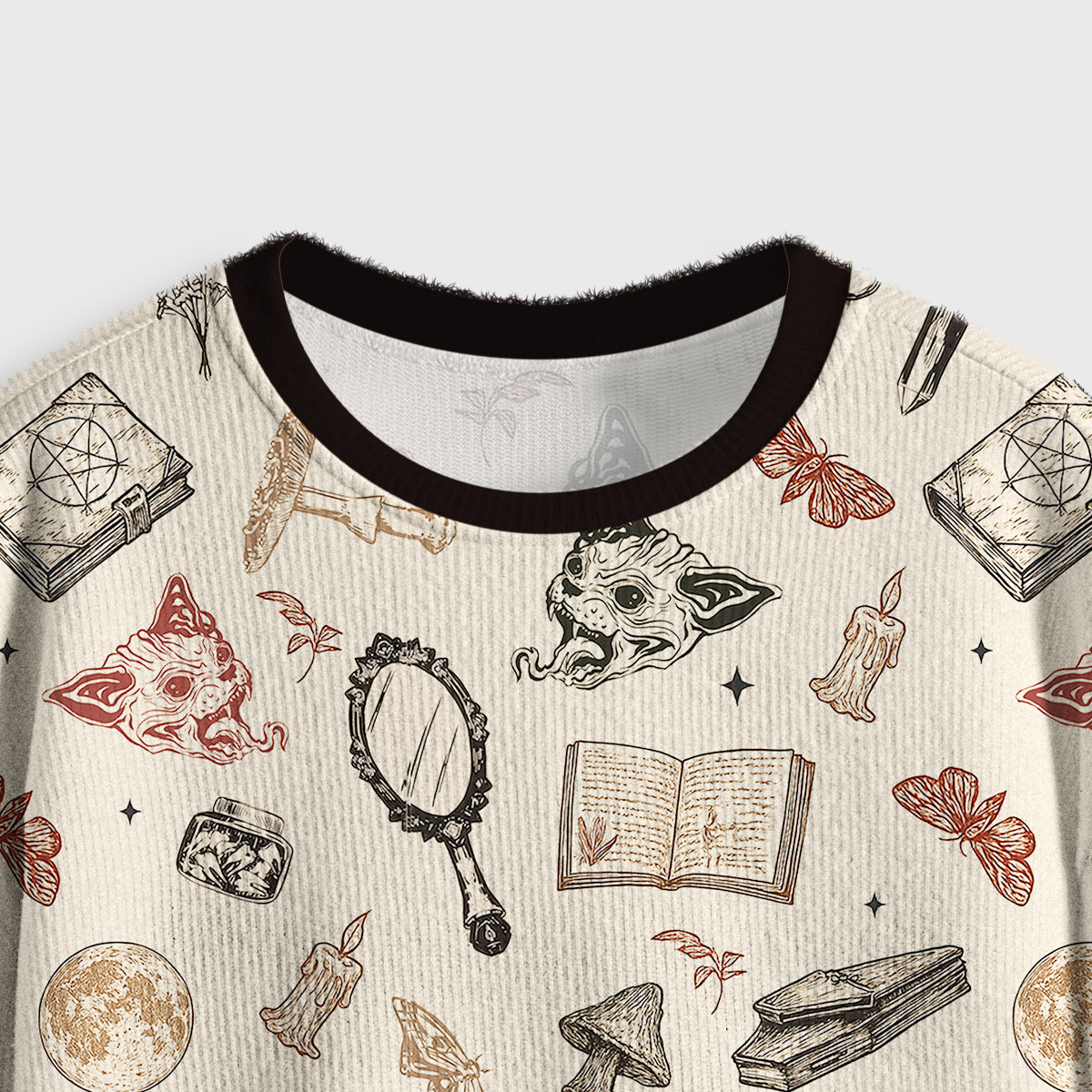 Purplehecate Witchcraft Study Crop Fuzzy Ugly Sweatshirt