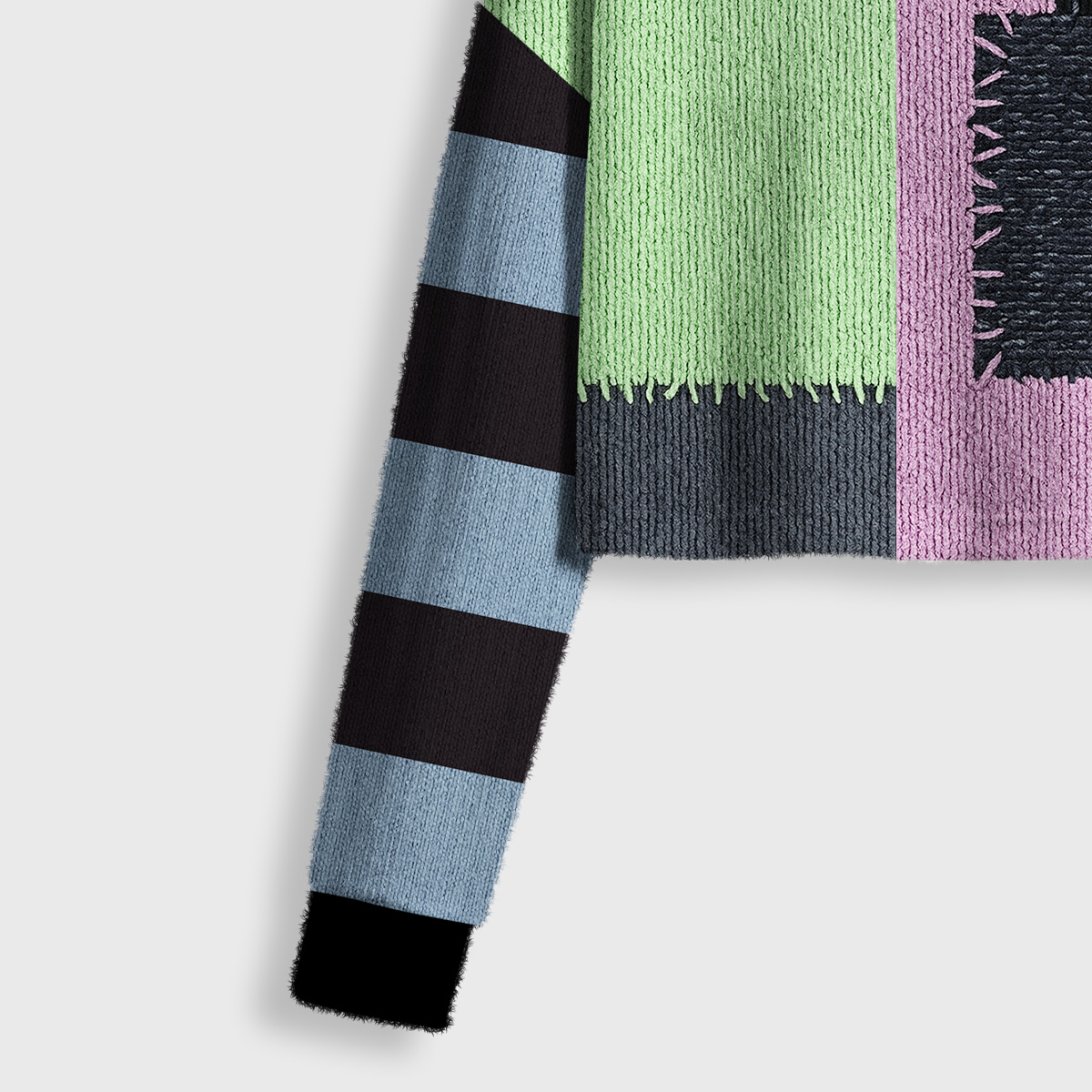 Purplehecate Monster Black Cat Crop Fuzzy Ugly Sweatshirt