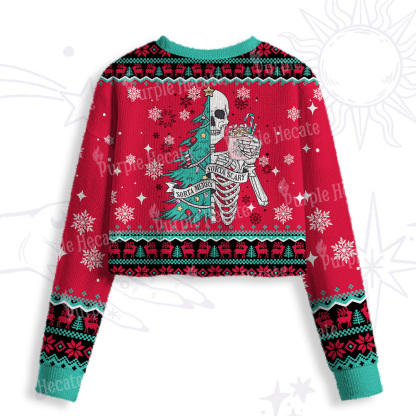 Purplehecate Sorta Merry Sorta Scary Christmas Crop Fuzzy Ugly Sweatshirt
