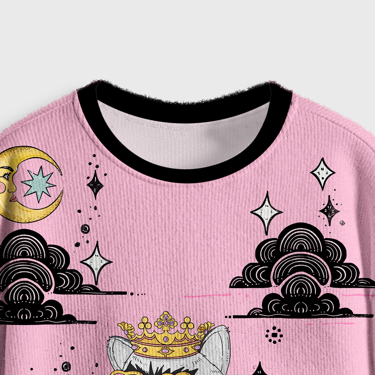 Purplehecate Bow Down Peasants Crop Fuzzy Ugly Sweatshirt