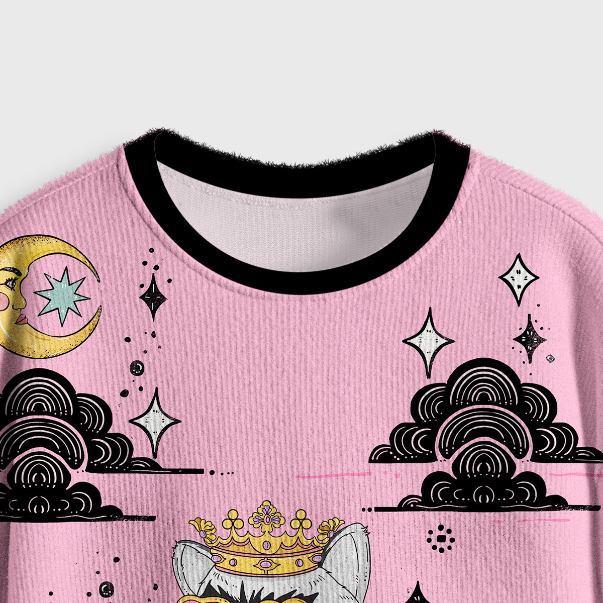 Purplehecate Bow Down Peasants Crop Fuzzy Ugly Sweatshirt