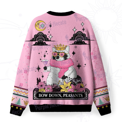Purplehecate Bow Down Peasants Fuzzy Ugly Sweatshirt