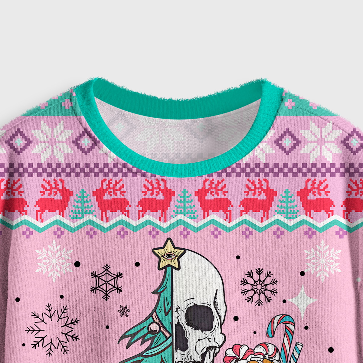 Purplehecate Sorta Merry Sorta Scary Christmas Crop Fuzzy Ugly Sweatshirt