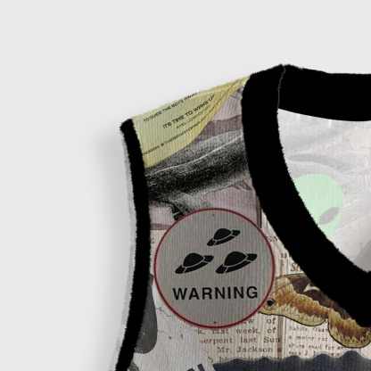 Purplehecate Cryptid Warning Collage Ugly Sweater Vest