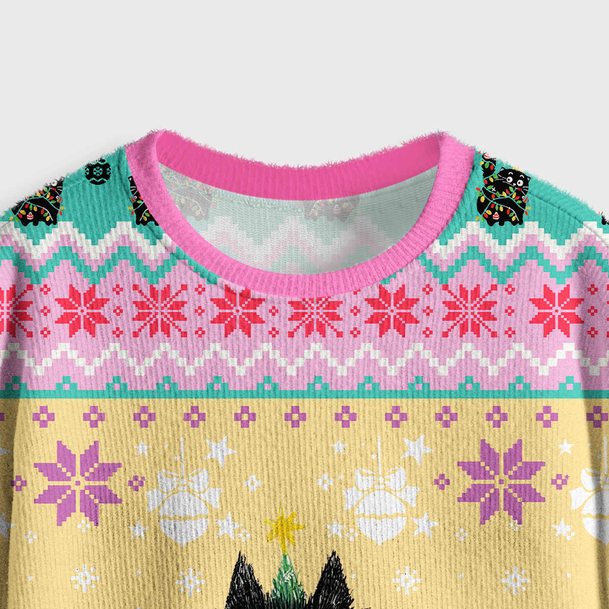 Purplehecate Funny Black Cat in Tree Crop Fuzzy Ugly Sweatshirt