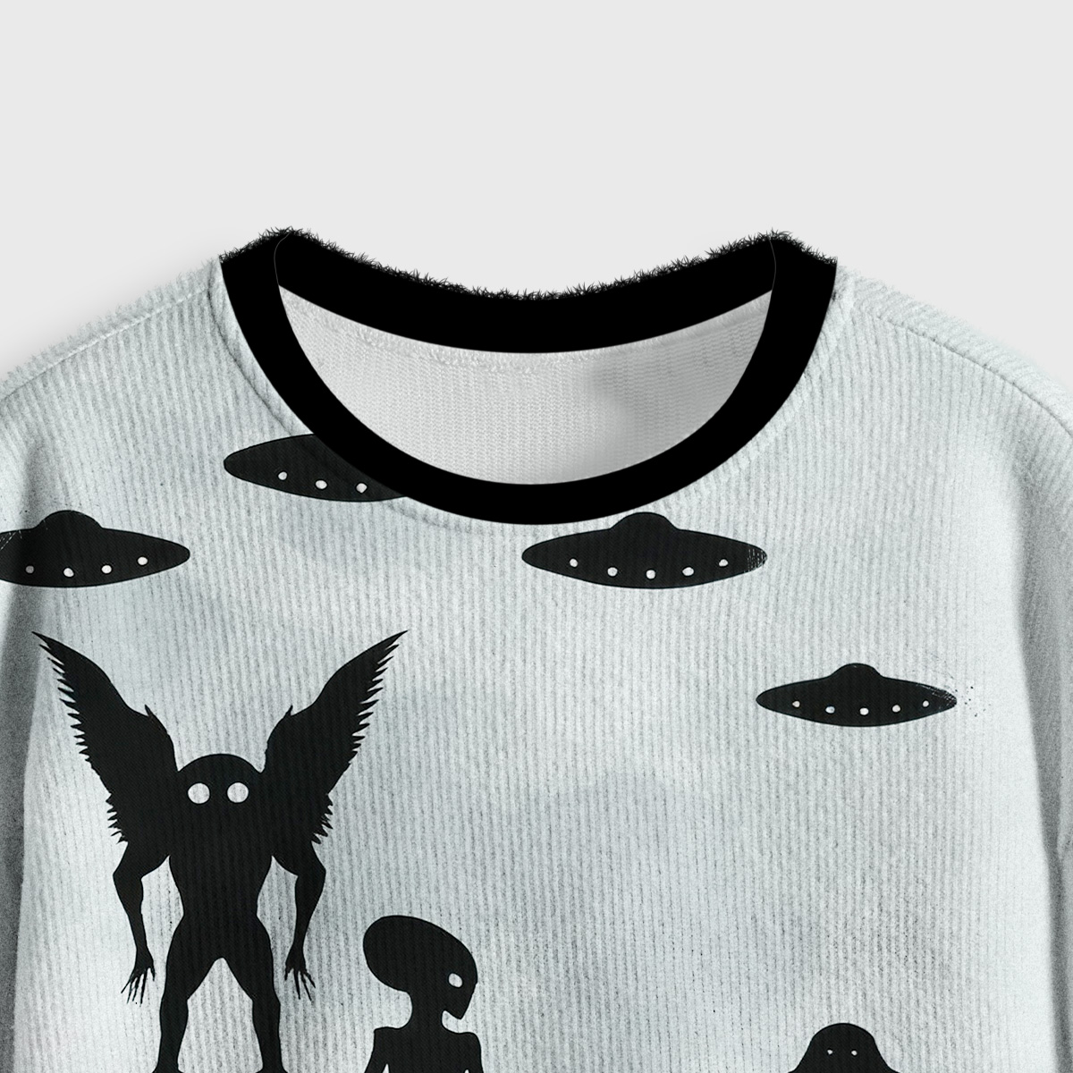 Purplehecate Alien Lake Monster Encounter Crop Fuzzy Ugly Sweatshirt
