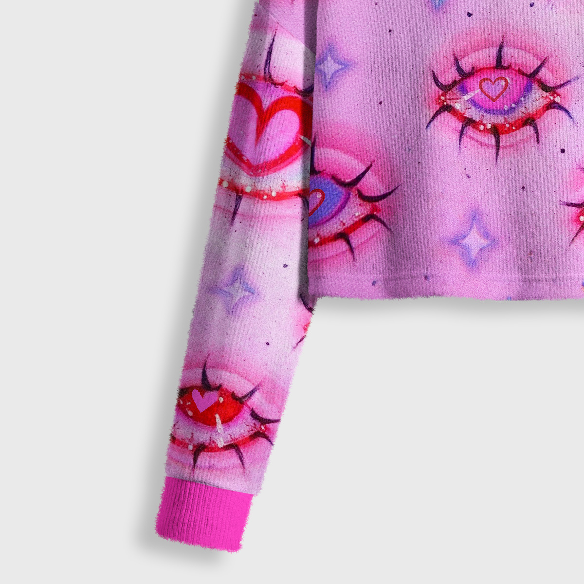 Purplehecate Mystic Love-Eye Crop Fuzzy Ugly Sweatshirt