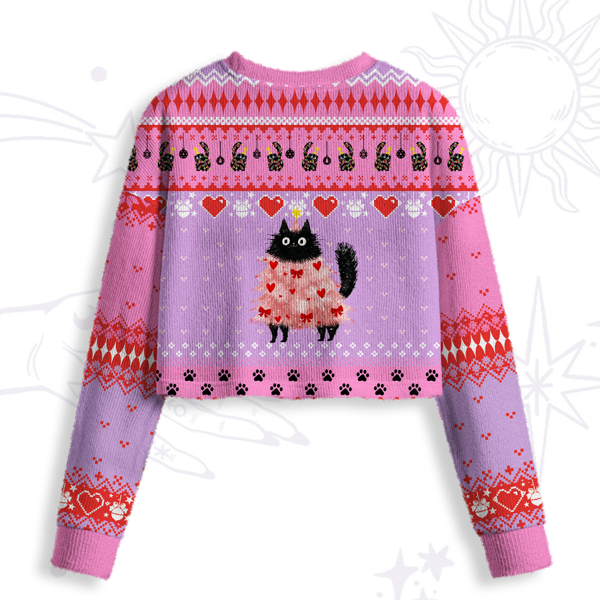 Purplehecate Funny Black Cat in Tree Crop Fuzzy Ugly Sweatshirt