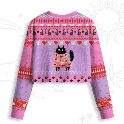 Purplehecate Funny Black Cat in Tree Crop Fuzzy Ugly Sweatshirt