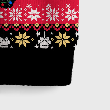 Purplehecate Black Cat in Christmas Lights Ugly Sweater Vest