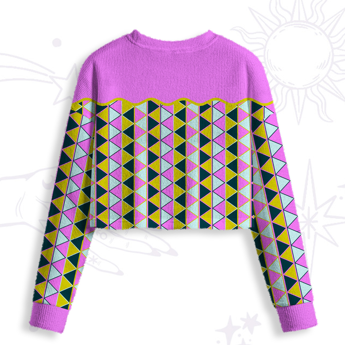 Purplehecate Enchanted Prism Eye Crop Fuzzy Ugly Sweatshirt