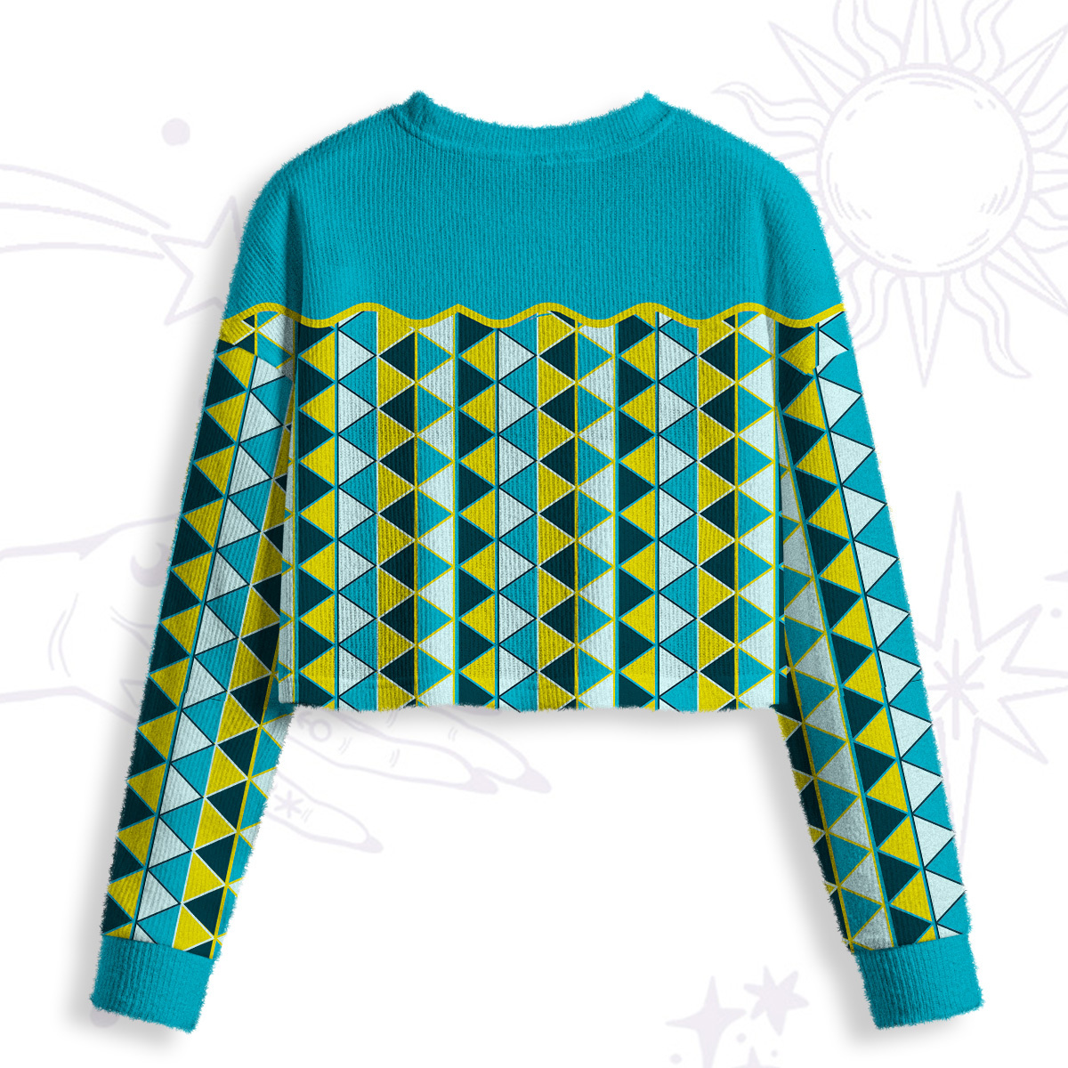 Purplehecate Enchanted Prism Eye Crop Fuzzy Ugly Sweatshirt