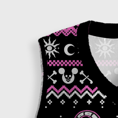 Purplehecate Moonlit Skeleton Rats Ugly Sweater Vest