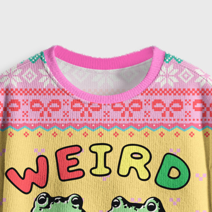 Purplehecate Weird Frog Vibes Crop Fuzzy Ugly Sweatshirt