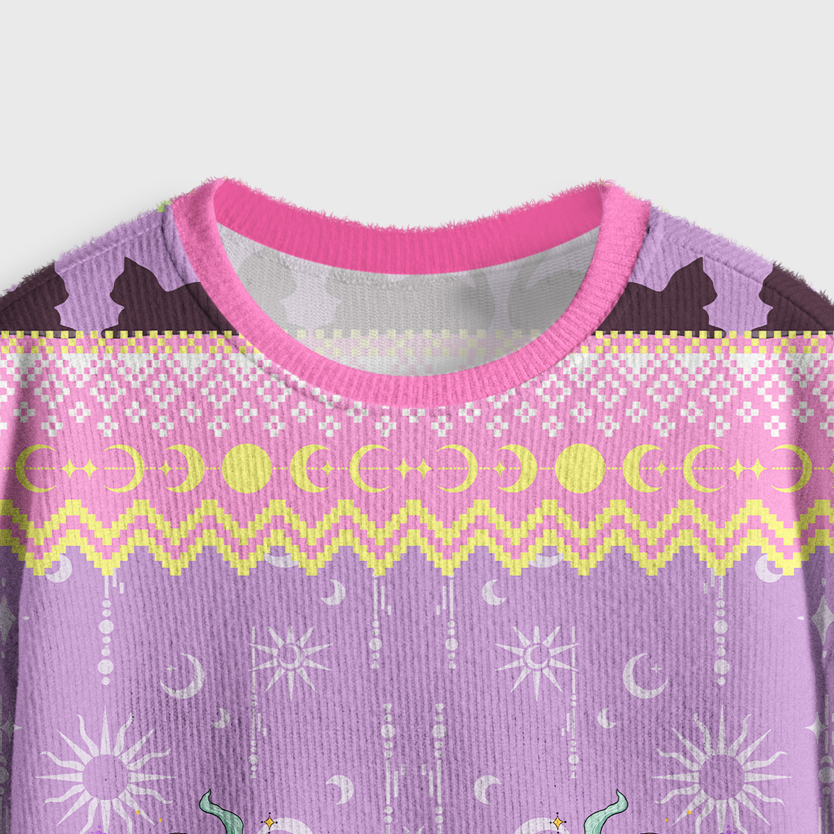 Purplehecate The Beans Cat Tarot Crop Fuzzy Ugly Sweatshirt