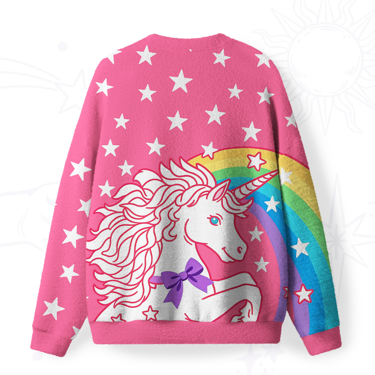 Purplehecate Dreamy Rainbow Unicorn Fuzzy Ugly Sweatshirt