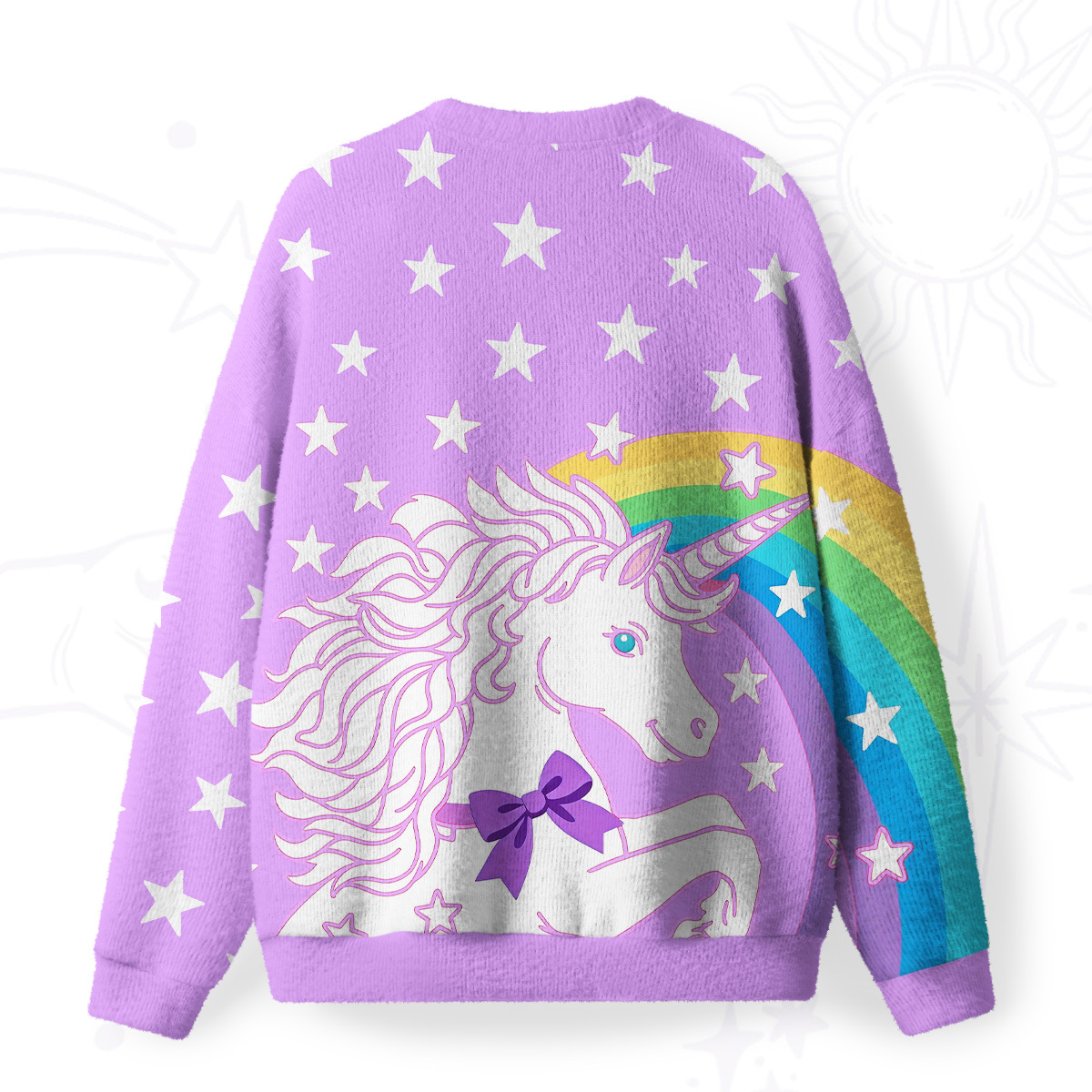 Purplehecate Dreamy Rainbow Unicorn Fuzzy Ugly Sweatshirt