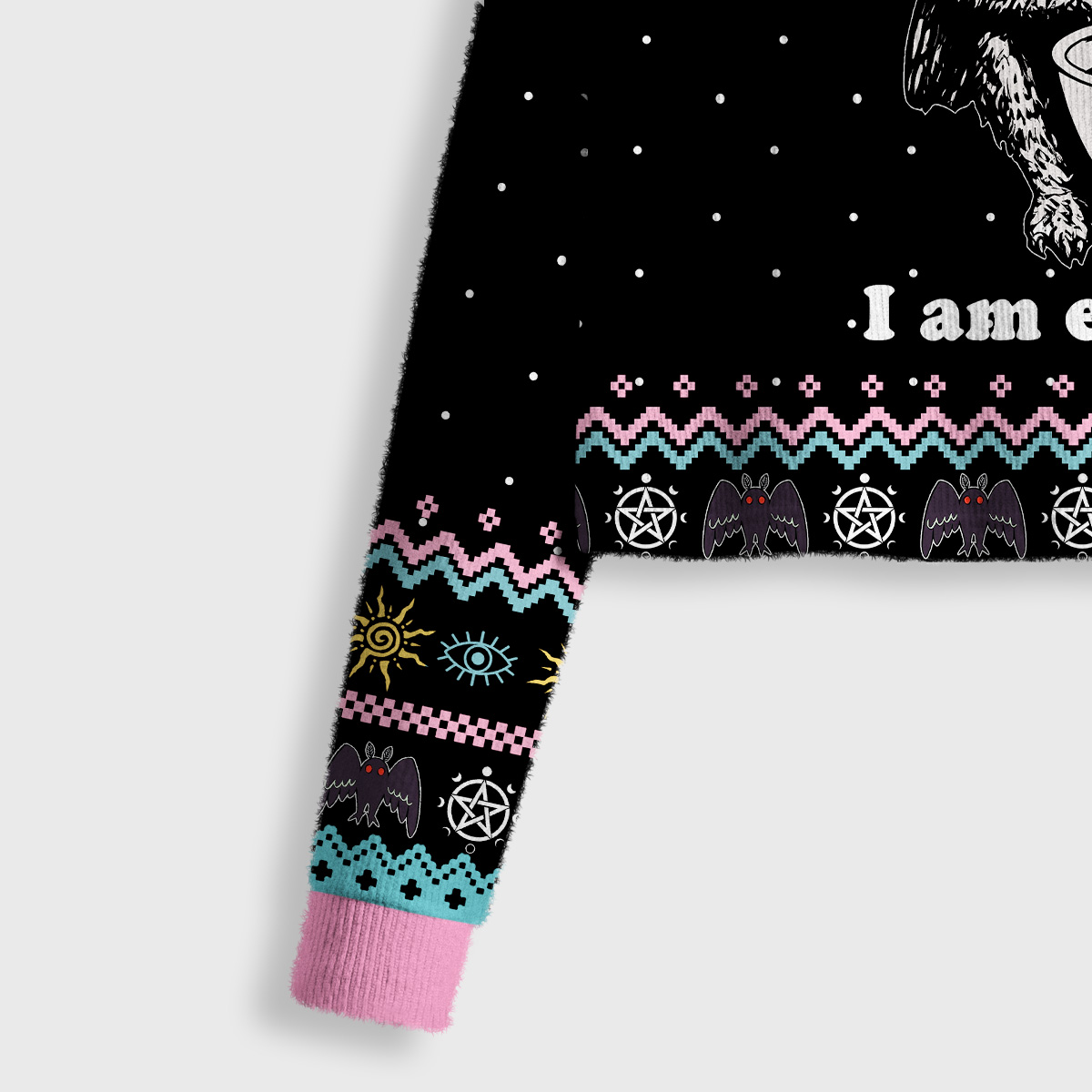 Purplehecate Mothman Eating Soup Crop Fuzzy Ugly Sweatshirt