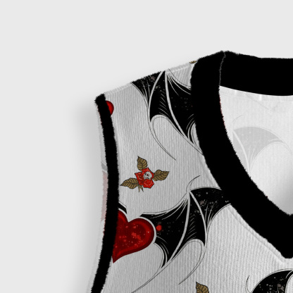 Purplehecate Dark Romance Bat & Heart Ugly Sweater Vest
