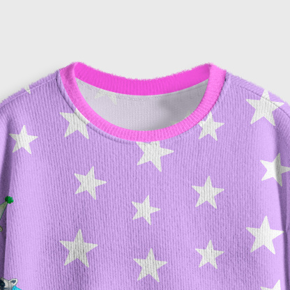 Purplehecate Rainbow Raccoon Star Crop Fuzzy Ugly Sweatshirt