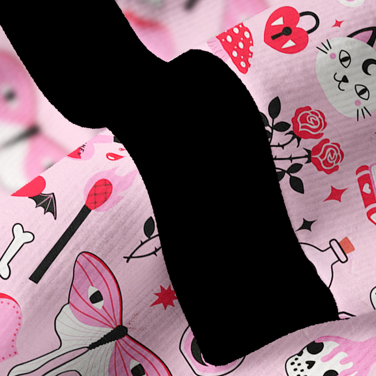 Purplehecate Black Cat Witchy Pink Fuzzy Ugly Sweatshirt