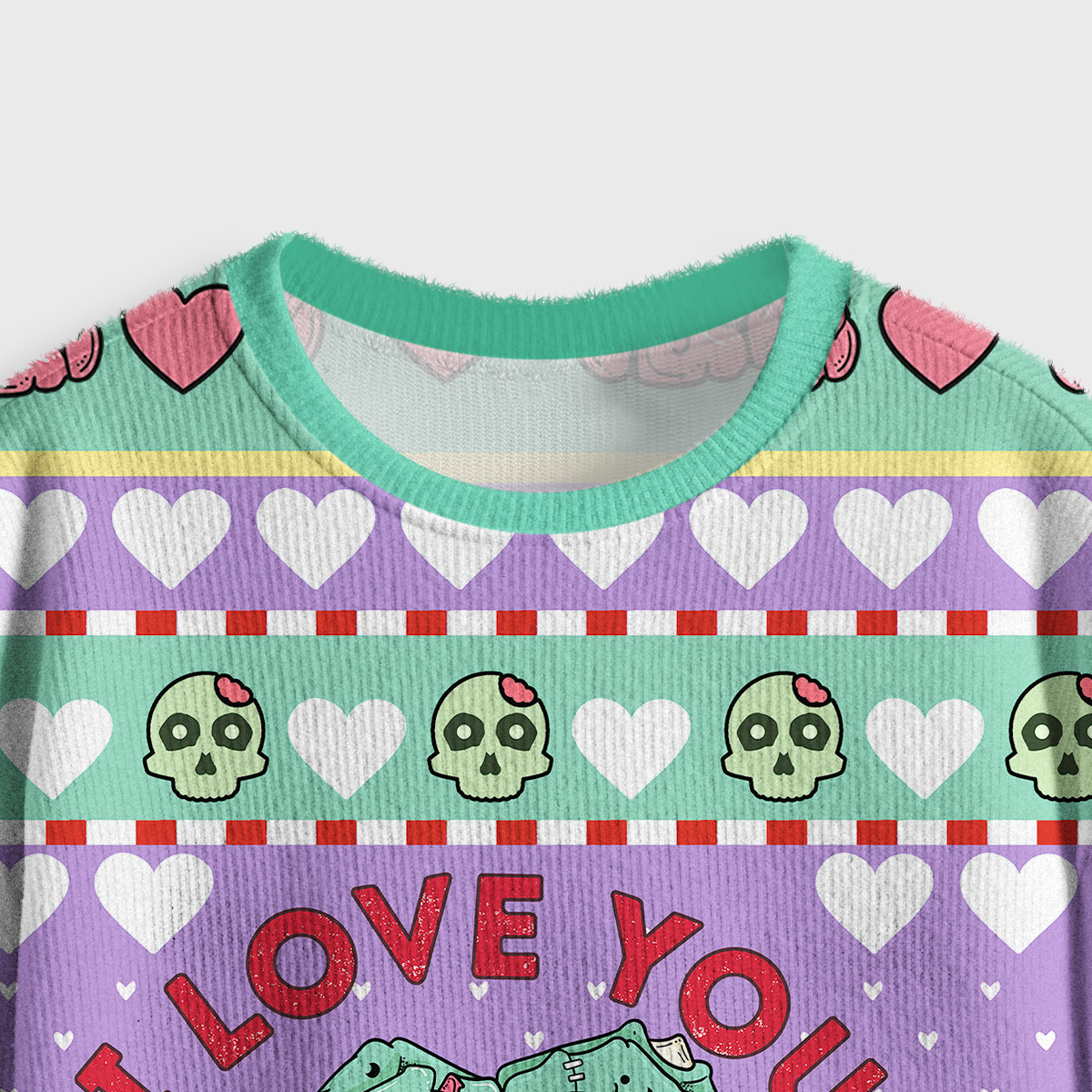 Purplehecate I Love You For Your Brains Crop Fuzzy Ugly Sweatshirt