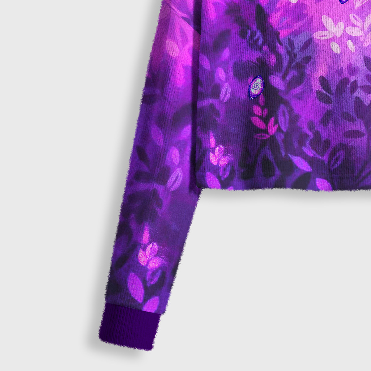 Purplehecate Witch’s Mystic Third-Eye Familiar Crop Fuzzy Ugly Sweatshirt