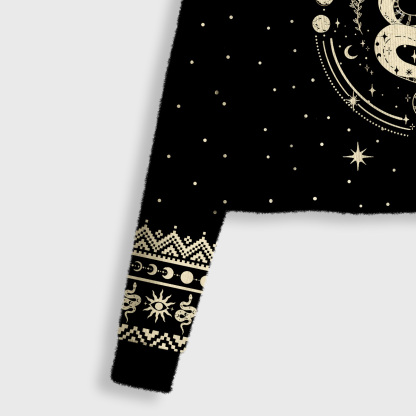 Purplehecate Snake And Moon Phase Comfort Crop Fuzzy Ugly Sweatshirt