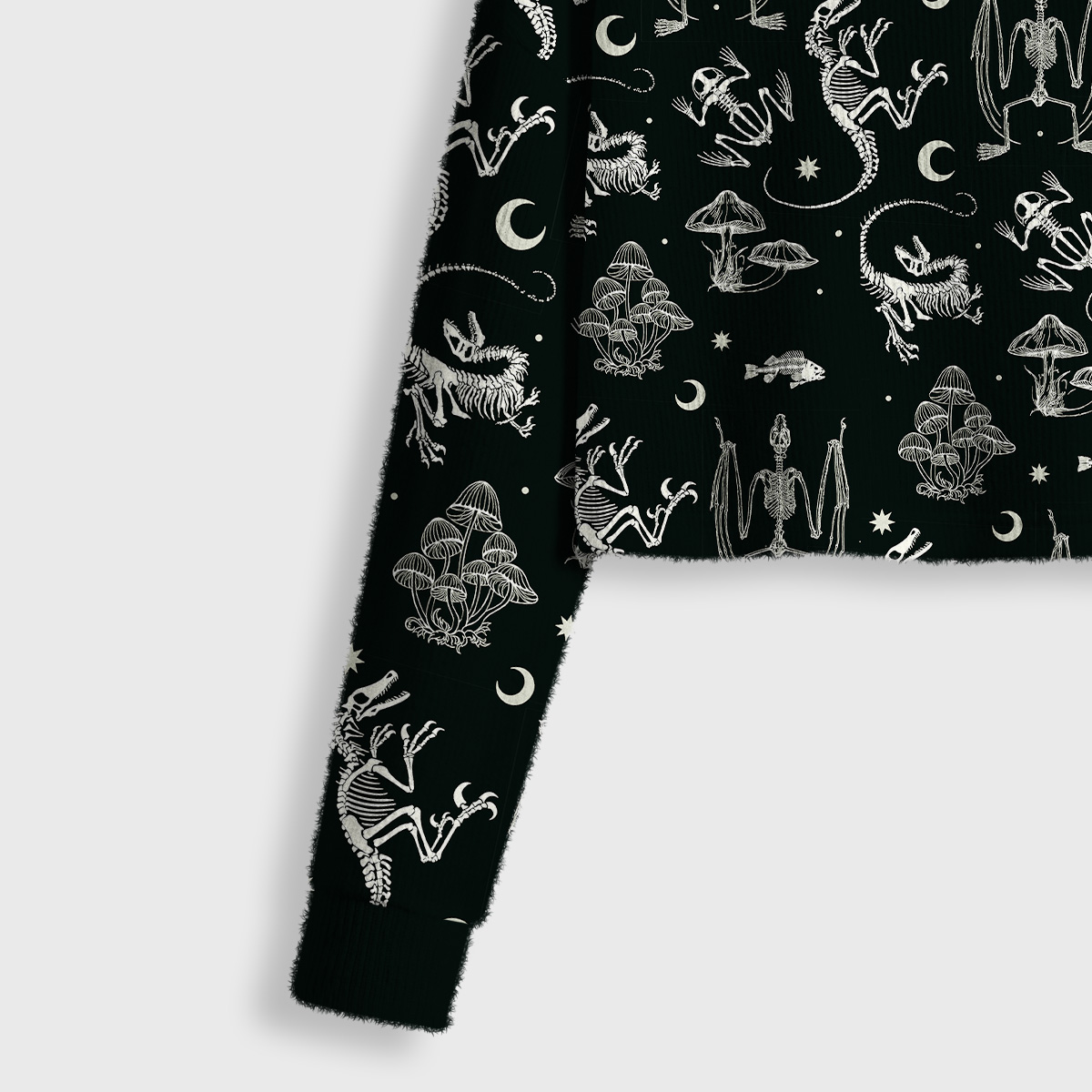 Purplehecate Prehistoric Fantasy Crop Fuzzy Ugly Sweatshirt