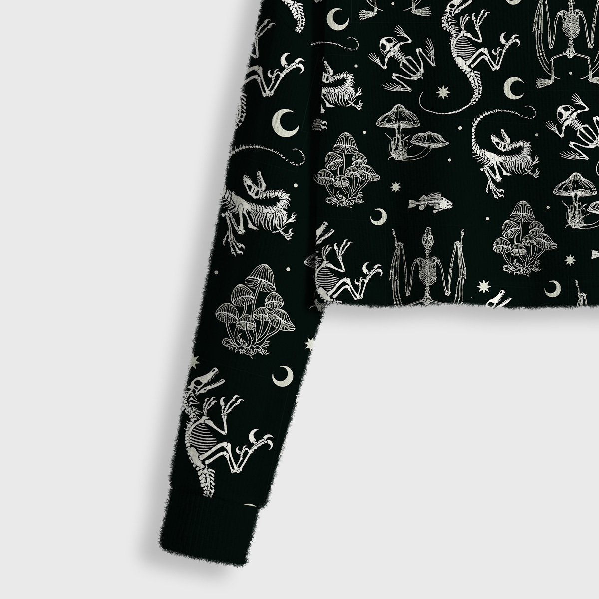 Purplehecate Prehistoric Fantasy Crop Fuzzy Ugly Sweatshirt