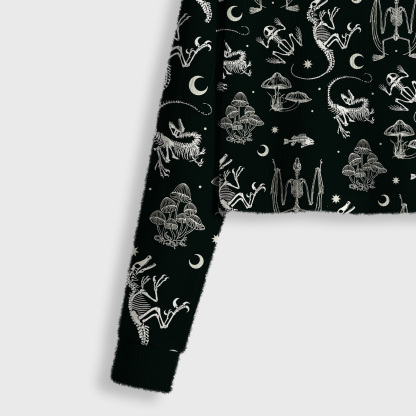 Purplehecate Prehistoric Fantasy Crop Fuzzy Ugly Sweatshirt