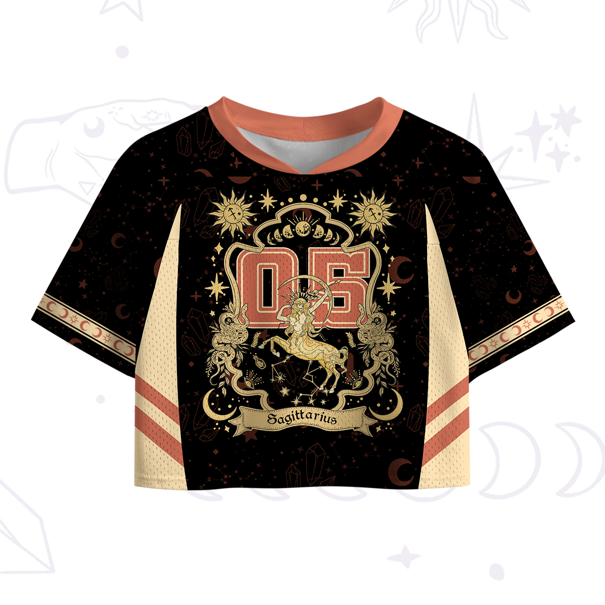 Purplehecate Sagittarius' Astral Mirage Zodiac Crop Sports Jersey