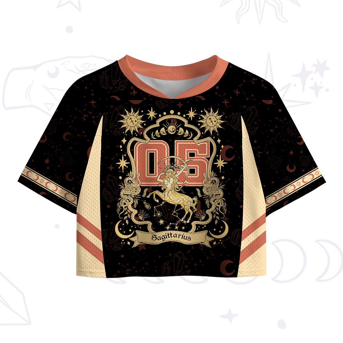 Purplehecate Sagittarius' Astral Mirage Zodiac Crop Sports Jersey