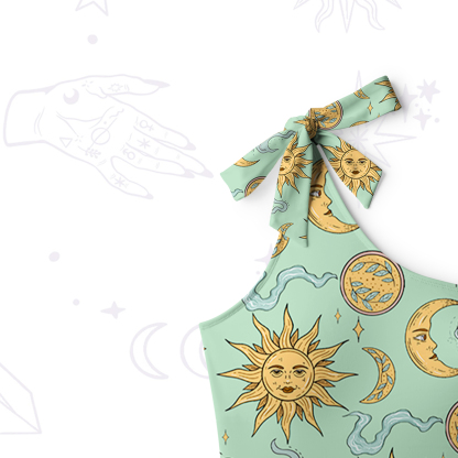 Purplehecate Magic of Sun and Moon One-Shoulder One-Piece Swimsuit