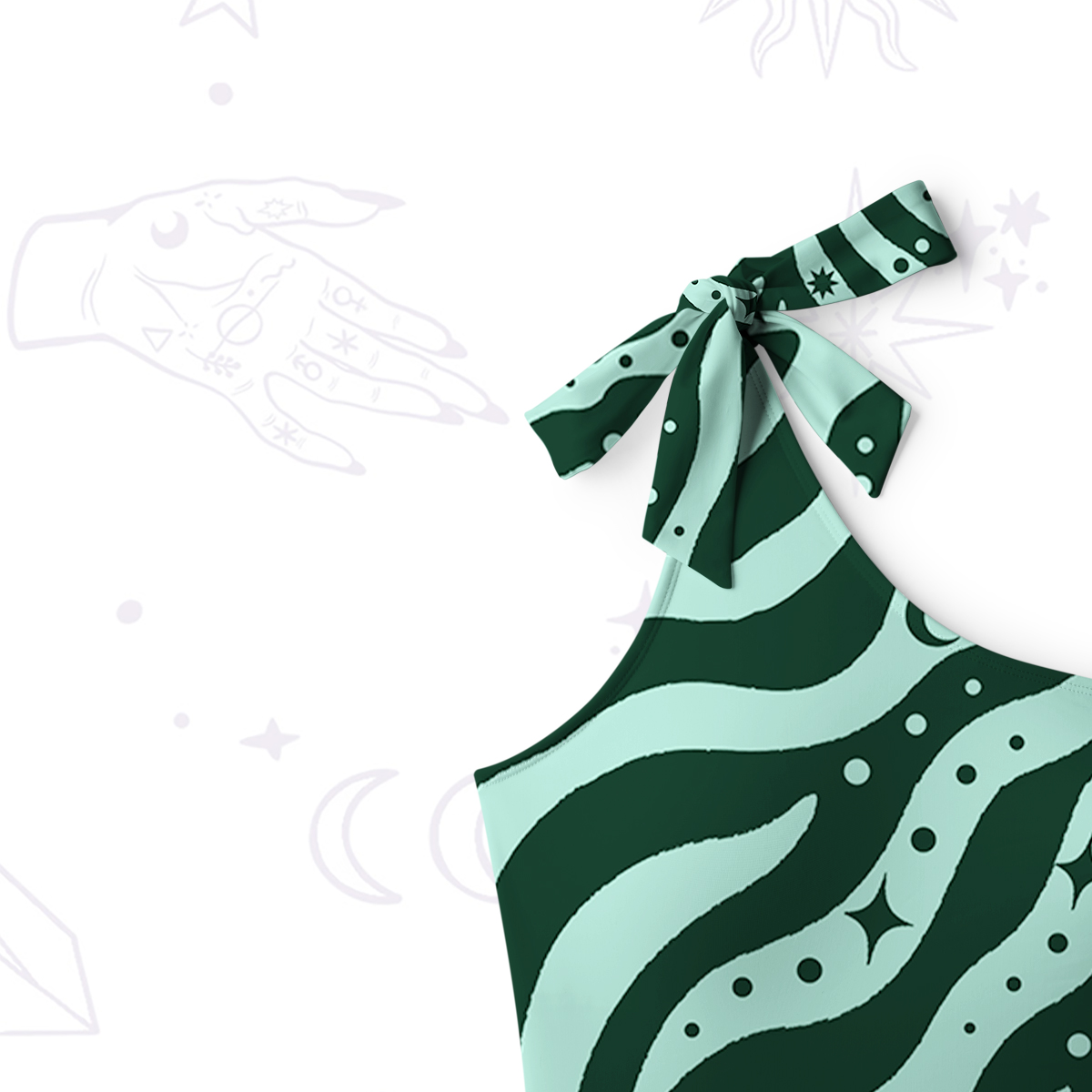 Purplehecate Green Vision Illusion One-Shoulder One-Piece Swimsuit