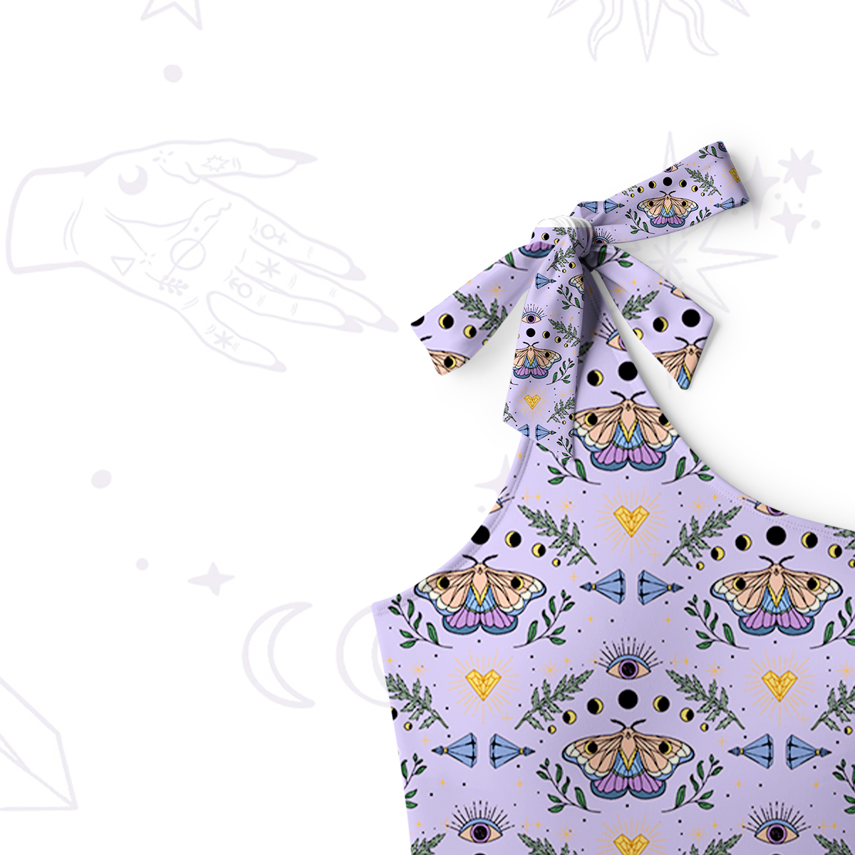 Purplehecate Luna Moth Witch One-Shoulder One-Piece Swimsuit