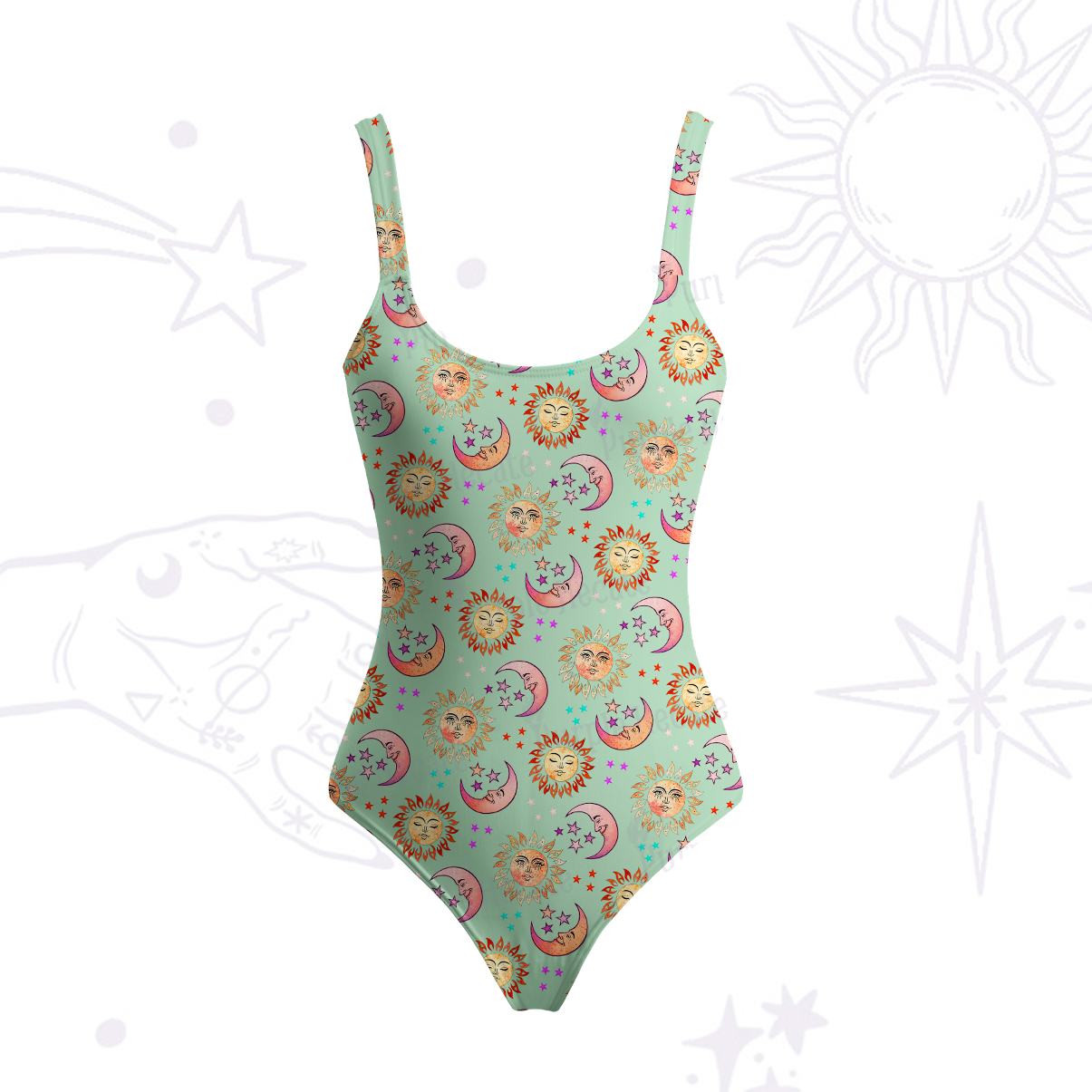 Purplehecate Dancing Suns and Lunar Dreams Tank One Piece Swimsuit