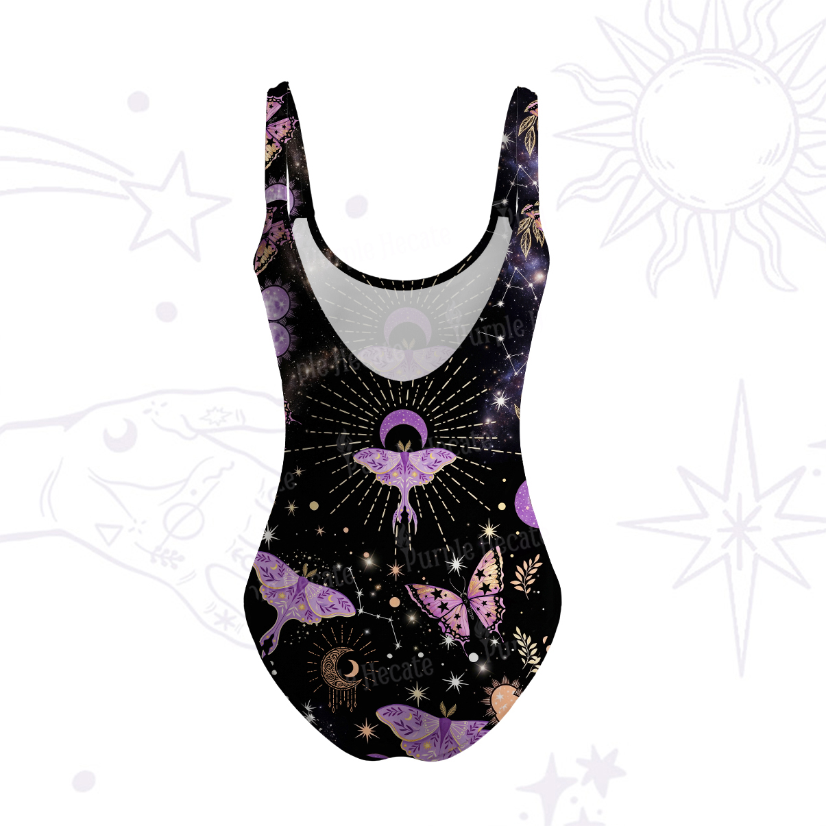 Purplehecate Starry Night Lunar Moth Tank One Piece Swimsuit