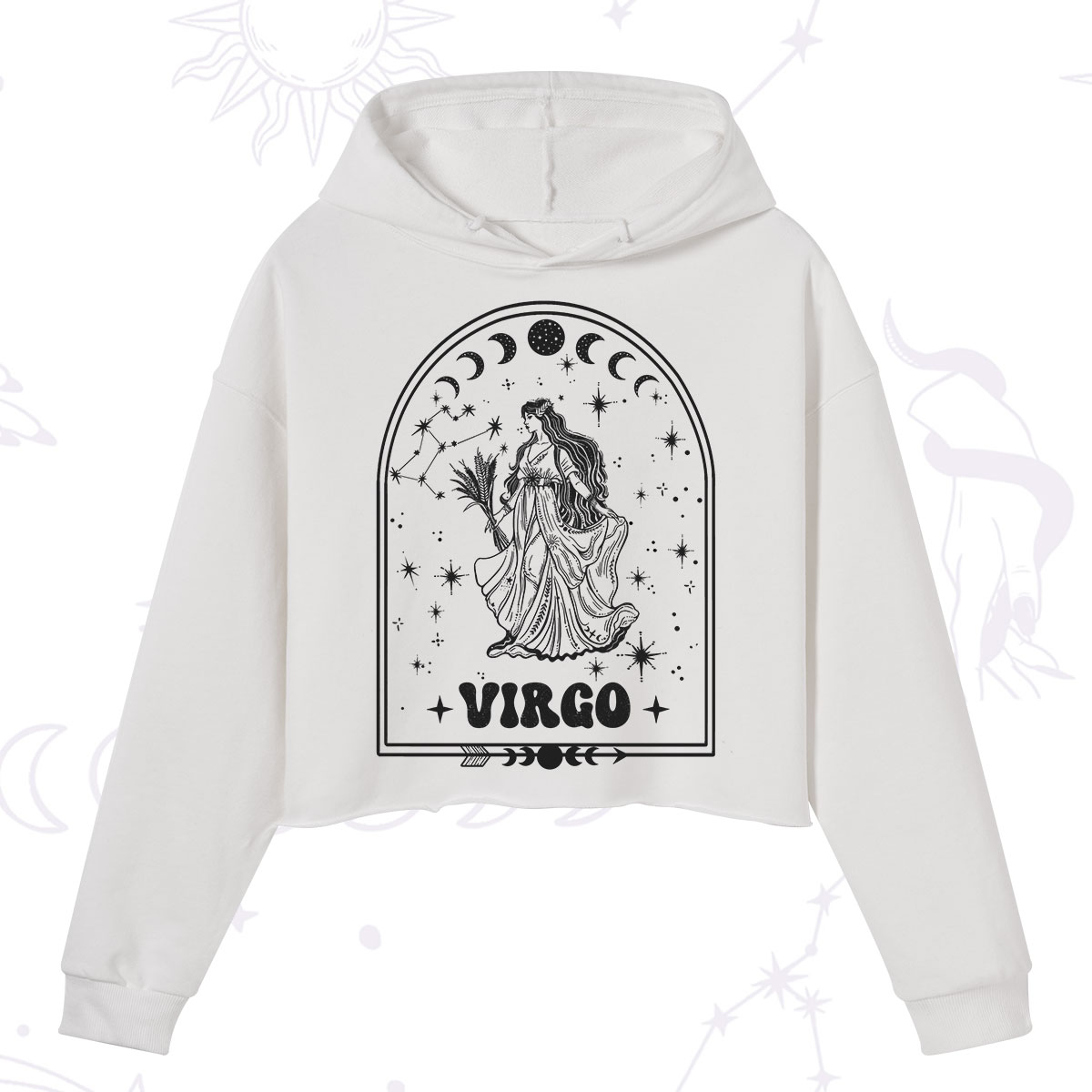 Purplehecate Zodiac Virgo Under the Stars Crop Hoodie