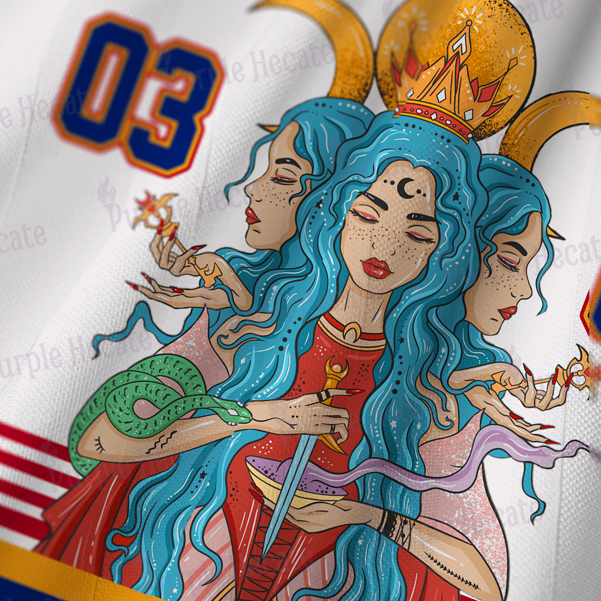 Purplehecate Triple Moon Goddess Hecate Long Sleeve Jersey Shirt