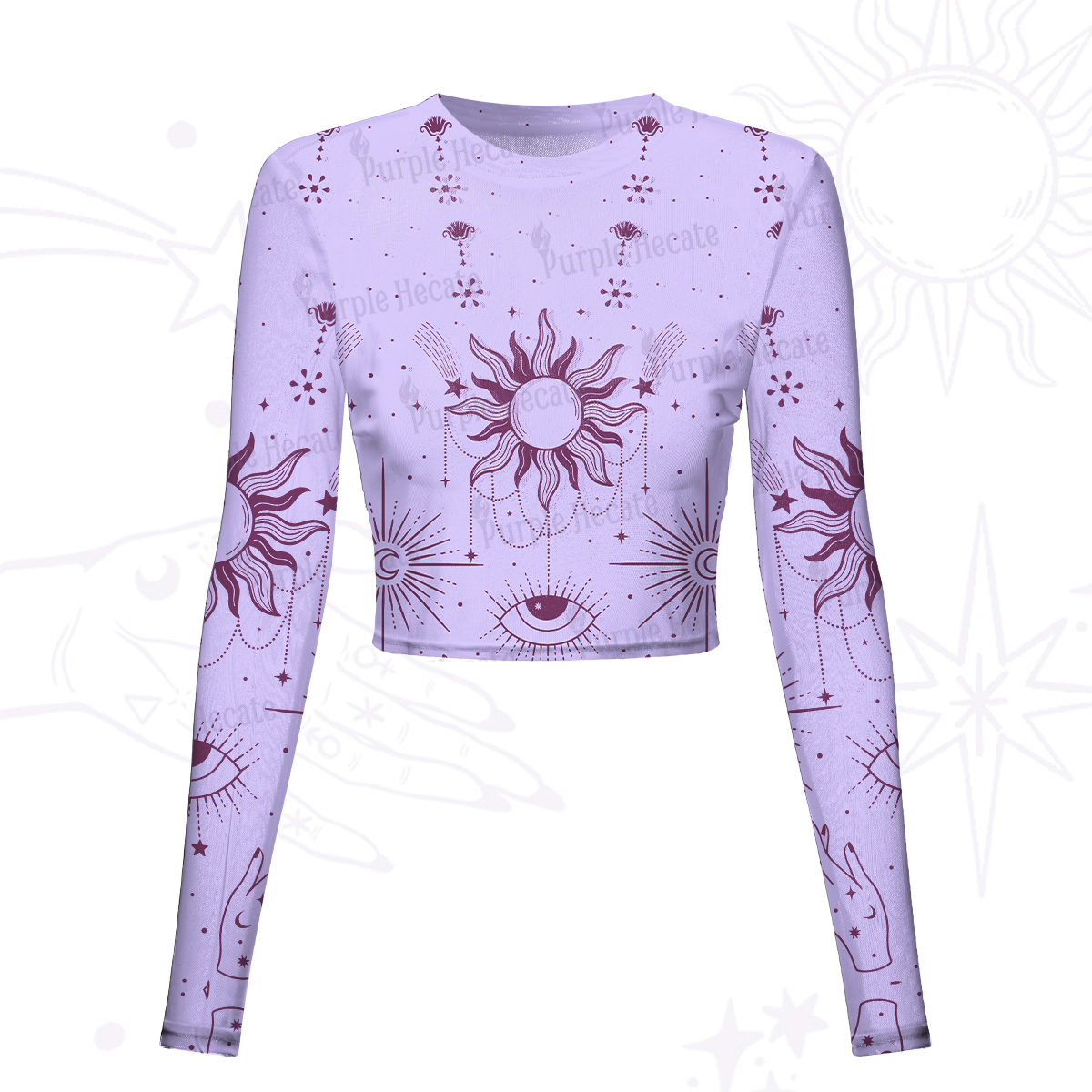 Purplehecate Solar Oracle Mesh Long Sleeve Crop Top