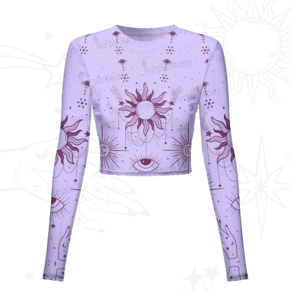 Purplehecate Solar Oracle Mesh Long Sleeve Crop Top