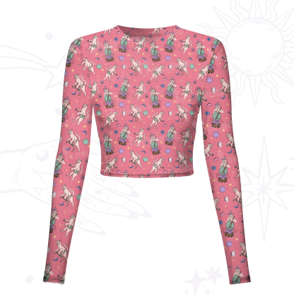 Purplehecate Cat Coven Mesh Long Sleeve Crop Top