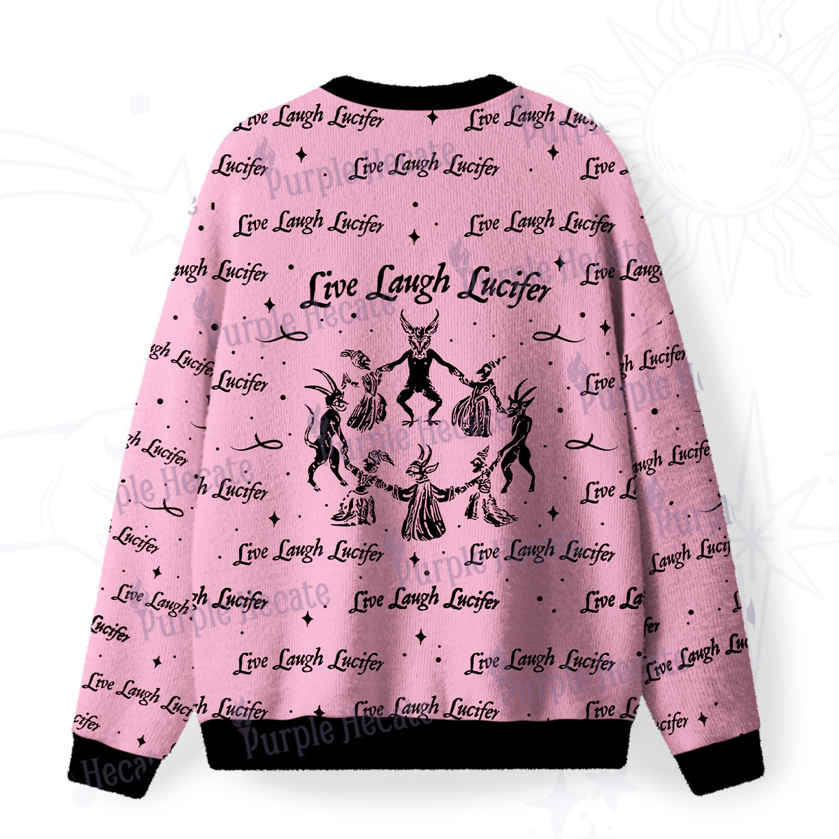 Purplehecate Live Laugh Lucifer Fuzzy Ugly Christmas Sweatshirt
