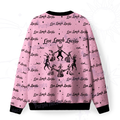 Purplehecate Live Laugh Lucifer Fuzzy Ugly Christmas Sweatshirt
