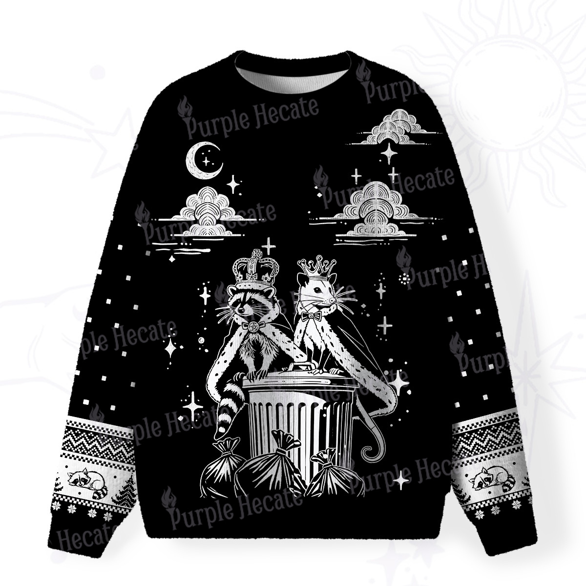 Purplehecate The Team Trash Kingdom Fuzzy Ugly Christmas Sweatshirt