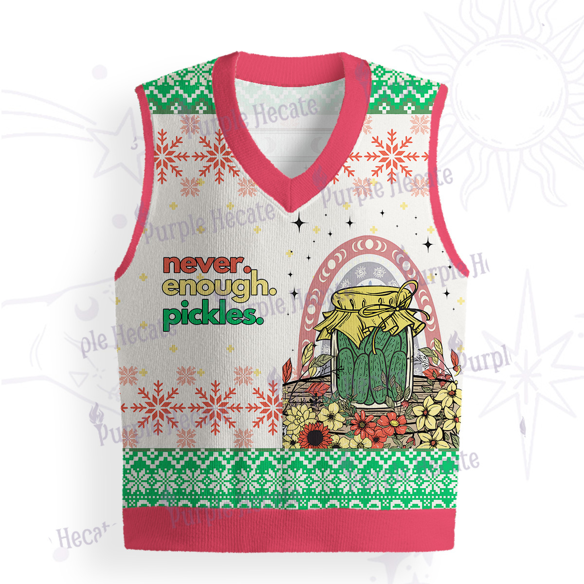 Purplehecate Funny Never Enough Pickles Ugly Sweater Vest
