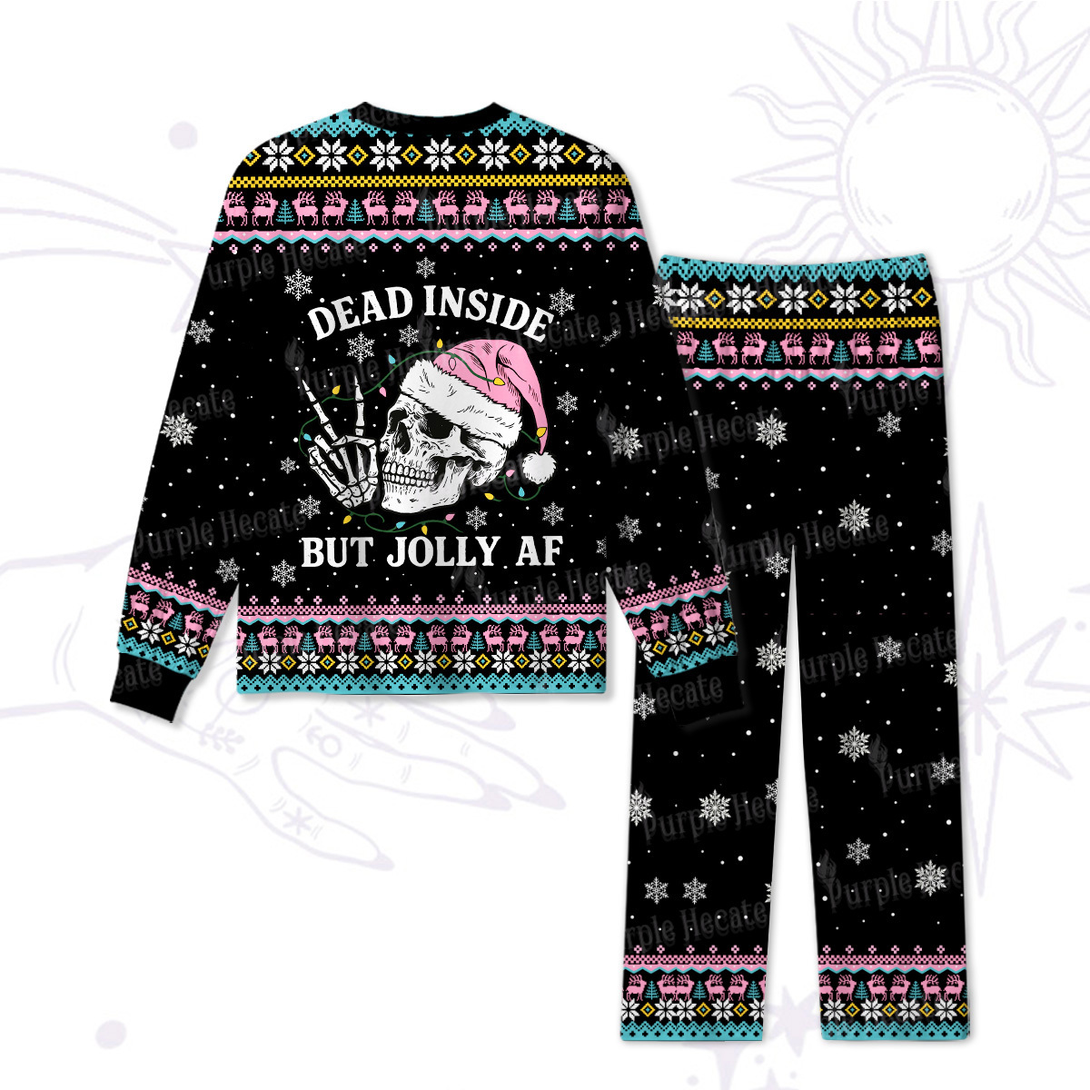 Purplehecate Dead Inside But Jolly AF Christmas Pajamas